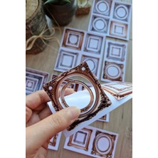Kolbi Craft 34 Adet Çerçeve Sticker Seti Altın Varak Çerçeve Sticker Yuvarlak Çerçeve Kare