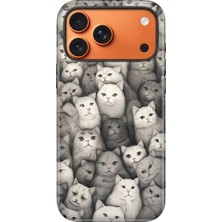 Senada iPhone 17 Pro Max Uyumlu Kılıf Lansman Içi Kadife Temalı Desenli Silikon Karakalem Kedi