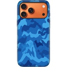 Senada iPhone 17 Pro Max Uyumlu Kılıf Lansman Içi Kadife Temalı Desenli Silikon Mavi Kamuflaj