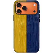 Senada iPhone 17 Pro Max Uyumlu Kılıf Lansman Içi Kadife Temalı Desenli Silikon Sarı Lacivert Retro