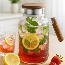 Welcomein 1.8 Litre Akasya Kapaklı Cam Sürahi – Isıya Dayanıklı & Şık Tasarım