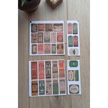 Kolbi Craft 33 Adet 4 Parça Scrapbook Sticker Seti Bullet Journal Sticker Vintage Bilet Etiket Sticker