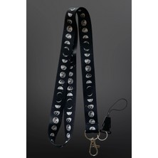 Stormistoretr Siyah Ay Evreleri Desenli Boyun Ipi Kart Tutucu Boyun Askısı