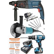 PremiumPort Çok Fonksiyonlu 36V Şarjlı Matkap ve Taşlama Seti, Güçlü ve Dayanıklı