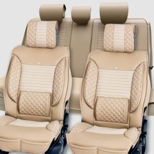 Castor Otomotiv Nissan Navara Yeni Uyumlu Ön Arka 5 Li Set Barosa Serisi Deri Oto Koltuk Kılıfı Bej Renk Cstr