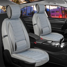Castor Otomotiv Ford Puma Uyumlu Ön Arka 5 Li Set Miami Serisi Deri Oto Koltuk Kılıfı Açık Gri Renk Cstr