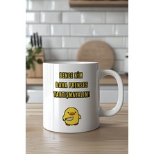 YasBey Design Mizahi Yazılı Sevimli Tasarımlı 330ML Baskılı Beyaz Seramik Kupa Bardak