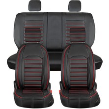 Castor Otomotiv Nissan Skystar Uyumlu Ön Arka 5 Li Set Kuveyt Serisi Deri Oto Koltuk Kılıfı Siyah Kırmızı Renk Cstr