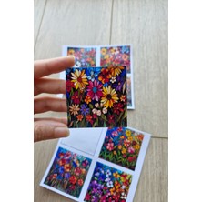 Kolbi Craft 8 Adet Vitray Çiçek Sticker Seti Bullet Journal Laptop Termos Renkli Cam Kare Sticker