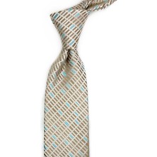 Kravatkolik Pedoldrado Style Bej Çizgi Desen Italyan Ipek Kravat İK2280