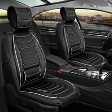 Castor Otomotiv Chevrolet Captiva Uyumlu Ön Arka 5 Li Set Milano Serisi Deri Oto Koltuk Kılıfı Siyah Beyaz Renk Cstr