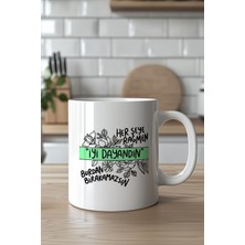 YasBey Design Motivasyon Mesajlı 330ML Baskılı Beyaz Seramik Kupa Bardak