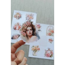 Kolbi Craft 2 Sayfa Gül Sticker Çiçek Sticker Vintage Sticker