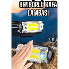 Genel Tedarik Beyaz LED Işık Sensörlü Kafa Lambası Lityum Batarya LED El Fenerli Şarjlı - EMTHBA8197-7921