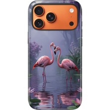 Senada iPhone 17 Pro Velvet Kılıf Lansman Içi Kadife Temalı Desenli Silikon Flamingo Aşk