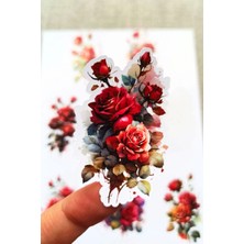 Kolbi Craft 8 Adet Suluboya Kırmızı Gül Sticker Bullet Journal Scrapbook Laptop Sticker