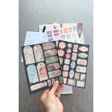 Kolbi Craft 8 Parça Scrapbook Sticker Seti Bullet Journal Sticker Vintage Bilet Cümle Pul Mantar Sticker