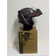 Başkan Jiekai Jk 902 Mat Siyah - Beyaz Karbon Desenli Güneş Vizörlü Çene Açılır Kask