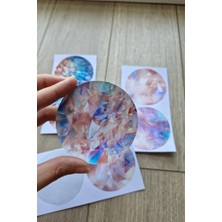 Kolbi Craft 6 Adet Vitray Pembe Sticker Seti Bullet Journal Laptop Termos Scrapbook Renkli Cam Yuvarlak Sticker