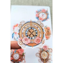 Kolbi Craft 6 Adet Vintage Gül Saat Sticker Bullet Journal Scrapbook Laptop Sticker