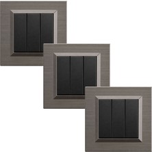 Ovivo Quantum Metalik Siyah Üçlü Anahtar Bakır Çerçeve 3 Adet