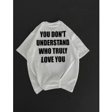 Serac Collection Unisex Bisiklet Yaka Baskılı Oversize T-Shirt - Beyaz