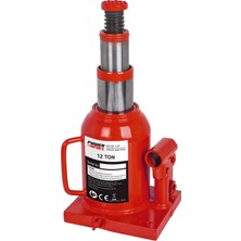 PremiumPort 12 Ton Çift Kademeli Hidrolik Şişe Kriko, Güçlü ve Dayanıklı Titreşimli Kullanım