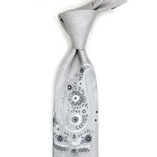 Kravatkolik Gazzina Style Gri Şal Desen Italyan Ipek Kravat İK2277