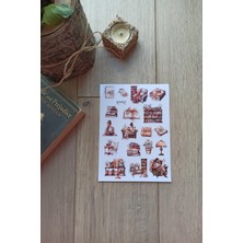 Kolbi Craft 19 Adet Kitap Temalı Sticker Bullet Journal Scrapbook Laptop Sticker Kitap Kız Kahverengi
