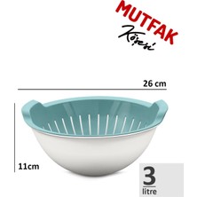 Mutfak Köşesi Handy Kaseli Süzgeç Seti 3 Lt - Çok Amaçlı Hazneli Süzgeç Mavi