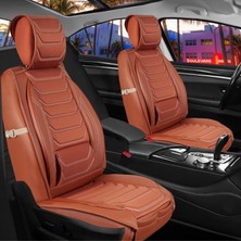 Castor Otomotiv Nissan Navara Yeni Uyumlu Ön Arka 5 Li Set Miami Serisi Deri Oto Koltuk Kılıfı Tarçın Renk Cstr