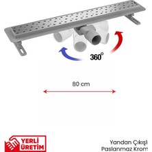 Gama 360 Derece Dönerli Paslanmaz Krom Lineer Duş Kanalı 80 cm