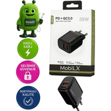 Mobilix M-02 38W Çift Portlu Pd + Qc 3.0 Hızlı Şarj Adaptörü | Usb-A & Type-C