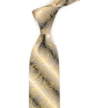 Kravatkolik Sisine Style Sarı - Füme Italyan Ipek Kravat İK2053