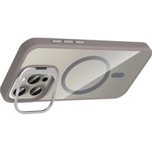 MK Beykoz Joko Apple Iphone 15 Pro Max Remim Lensli Magsafe Standlı Kapak - Titan Gri