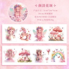 Kolbi Craft Şeffaf Pembe Peri Kız Bant Rulo 5CMX2M Scrapbook Bullet Journal Ajanda Washi Tape Kesimli