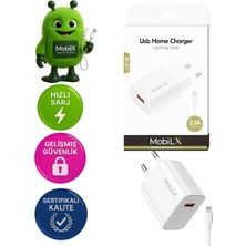 Mobilix M-01 Iphone 11–14 Uyumlu 2.1A USB Şarj Adaptörü + Lightning Kablo