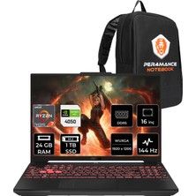 Asus Tuf A16 Ryzen 7 7445HS RTX 4050 Gaming Laptop 24GB RAM 1TB SSD 16" FHD+ 144Hz FreeDOS + Per4 Çanta FA607NUGRL208P313