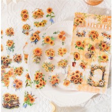 Kolbi Craft 6 Sayfa 64 Adet Şeffaf Sarı Ayçiçeği Sticker Bullet Journal Scrapbook Laptop Ajanda Planlayıcı