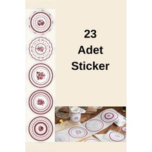 Kolbi Craft 23 Adet Kırmızı Gül Temalı Halka Sticker Mat Scrapbook Bullet Journal Ajanda