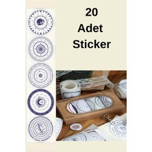 Kolbi Craft 20 Adet Lacivert Uzay Temalı Halka Sticker Mat Scrapbook Bullet Journal Ajanda
