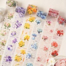Kolbi Craft Şeffaf Çiçek Sticker 6cm x 35CM Rastgele 1 Döngü Scrapbook Bullet Journal Ajanda Washi Tape Renkli