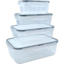 Eco Lounge 4lü Iç Içe Sızdırmaz Contalı Kilitli Kapaklı Plastik Erzak Saklama Kapları LC315