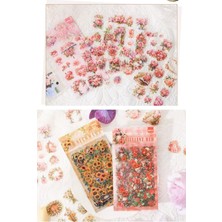 Kolbi Craft 6 Sayfa 74 Adet Şeffaf Pembe Çiçek Sticker Bullet Journal Scrapbook Laptop Ajanda Planlayıcı