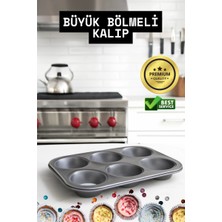 Eco Lounge Mini Çocuklar Için Cupcake Fırın Kalıbı 6 Büyük Bölmeli Muffin Kek Kalıbı