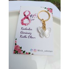 Minik Adımlar 5 Adet 8 Mart Dünya Kadınlar Günü Hediyesi Kelebek Figürlü Anahtarlık Çanta Süsü