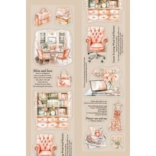 Kolbi Craft 13 Adet Şeffaf Pembe Ev Temalı Sticker Bullet Journal Scrapbook Laptop Ajanda Planlayıcı