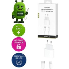 Mobilix Mobilx M-20 20W iPhone 8–14 Pro Max Uyumlu Hızlı Şarj Adaptörü + Usb-C To Lightning Kablo