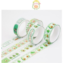 Kolbi Craft 1 Kutu 4 Rulo Sevimli Avakado Washi Bant Tape Scrapbook Bullet Journal Günlük Planlayıcı Kawaii