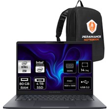 Asus Expertbook B5 Core Ultra 5 225H Notebook 80GB RAM 4TB SSD 14" FHD+ FreeDOS + Per4 Çanta B5405U516512B0DP340